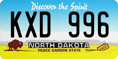 ND license plate KXD996