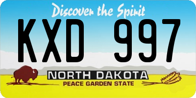 ND license plate KXD997