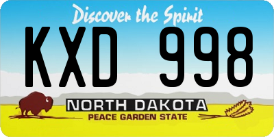ND license plate KXD998