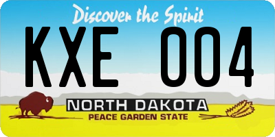 ND license plate KXE004