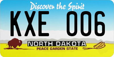 ND license plate KXE006