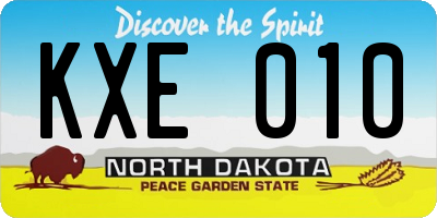 ND license plate KXE010