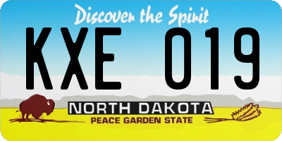 ND license plate KXE019