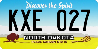 ND license plate KXE027