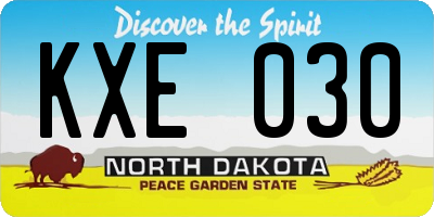 ND license plate KXE030