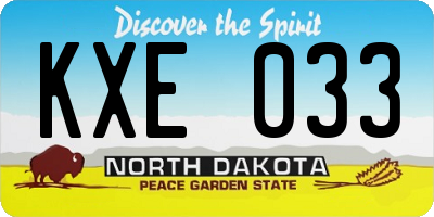 ND license plate KXE033