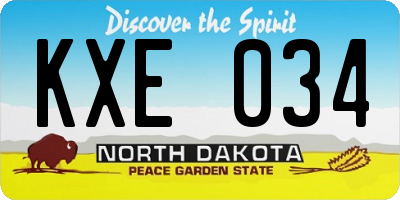 ND license plate KXE034