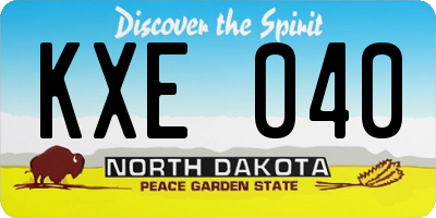 ND license plate KXE040
