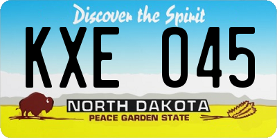ND license plate KXE045