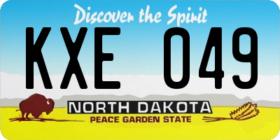 ND license plate KXE049