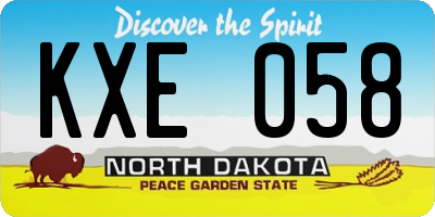 ND license plate KXE058