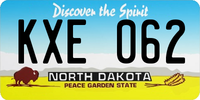 ND license plate KXE062