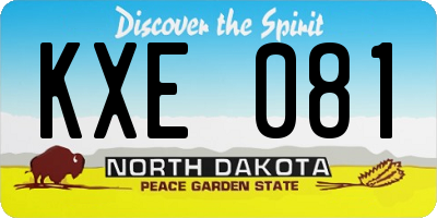 ND license plate KXE081