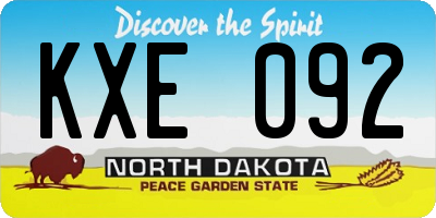 ND license plate KXE092