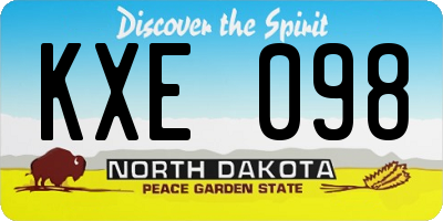 ND license plate KXE098