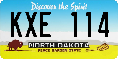 ND license plate KXE114