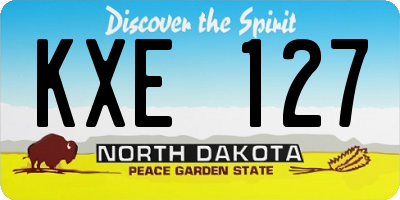 ND license plate KXE127