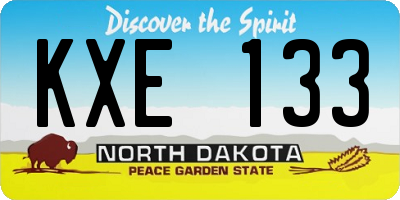 ND license plate KXE133