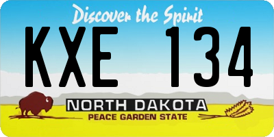ND license plate KXE134
