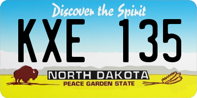 ND license plate KXE135