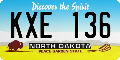 ND license plate KXE136