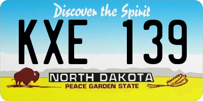 ND license plate KXE139