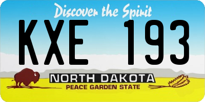 ND license plate KXE193