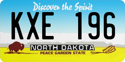 ND license plate KXE196