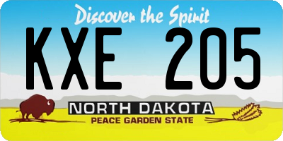 ND license plate KXE205