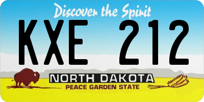 ND license plate KXE212
