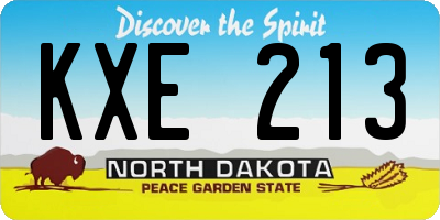 ND license plate KXE213
