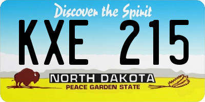 ND license plate KXE215