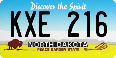 ND license plate KXE216