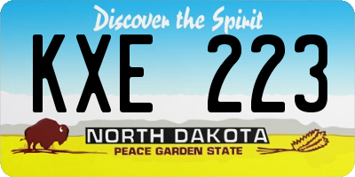 ND license plate KXE223
