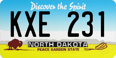ND license plate KXE231