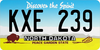 ND license plate KXE239
