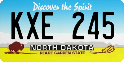 ND license plate KXE245