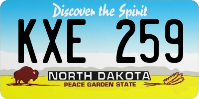 ND license plate KXE259