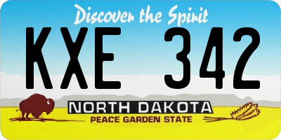 ND license plate KXE342