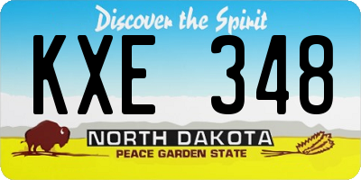ND license plate KXE348