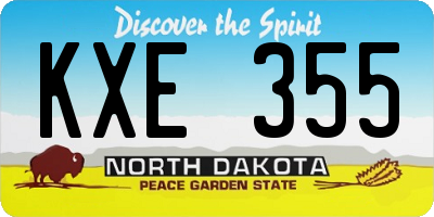 ND license plate KXE355