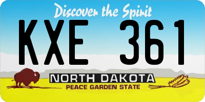 ND license plate KXE361