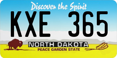 ND license plate KXE365