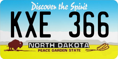 ND license plate KXE366