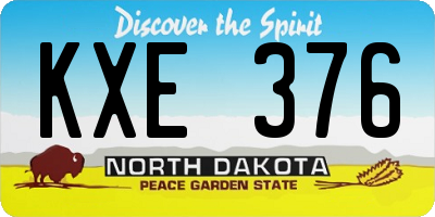 ND license plate KXE376