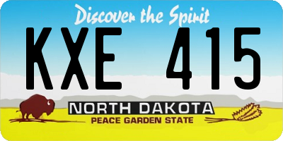 ND license plate KXE415