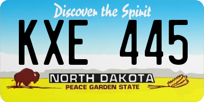 ND license plate KXE445