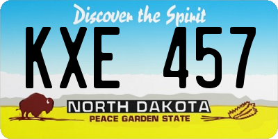 ND license plate KXE457