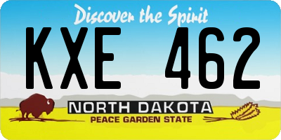 ND license plate KXE462