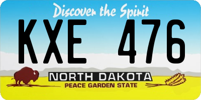 ND license plate KXE476
